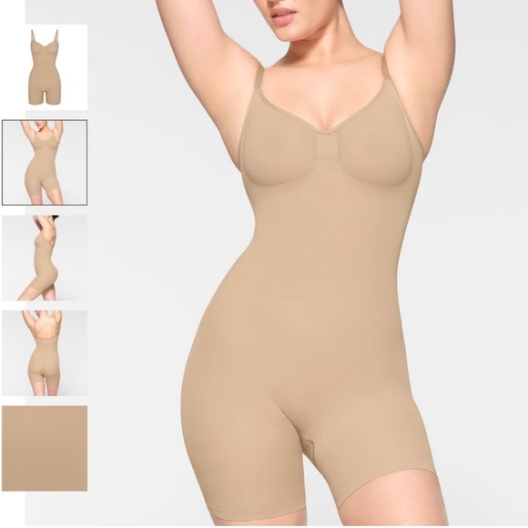 SKIMS SEAMLESS SCULPT MID‎ THIGH BODYSUIT Clay shorts Size S/M (worn once) - Picture 2 of 5